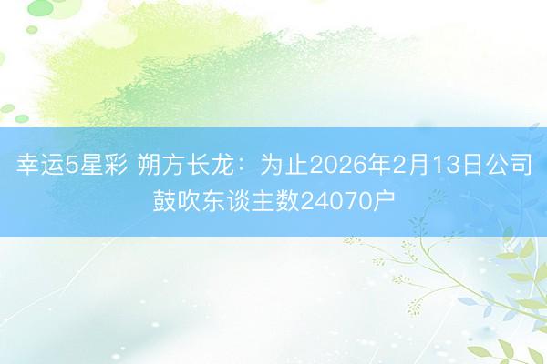 幸运5星彩 朔方长龙：为止2026年2月13日公司鼓吹东谈主数24070户