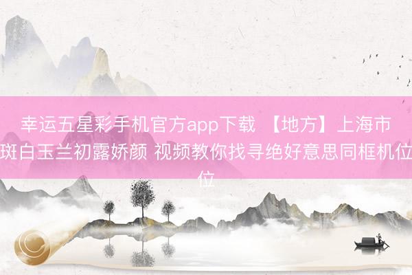 幸运五星彩手机官方app下载 【地方】上海市斑白玉兰初露娇颜 视频教你找寻绝好意思同框机位